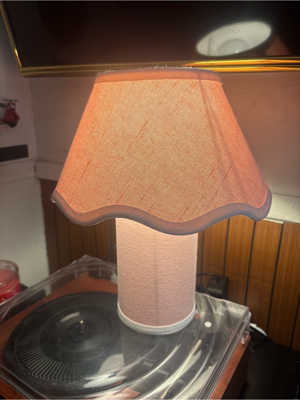 Classic Pink Table Lamp with Scalloped Shade